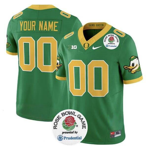 Men's Oregon Ducks Active Player Custom Green 2024 F.U.S.E. Rose Bowl Vapor Limited Stitched Football Jersey Men's Oregon Ducks Active Player Custom Green 2024 F.U.S.E. Rose Bowl Vapor Limited Stitched Football Jersey
