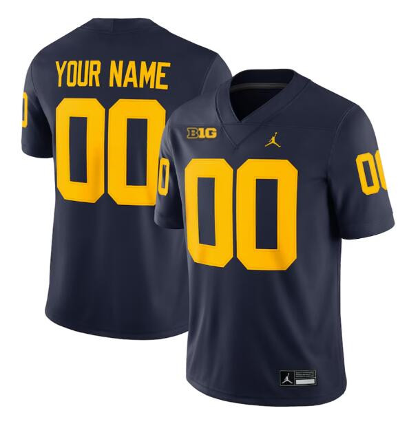 Men's Michigan Wolverines ACTIVE PLAYER Custom Navy Stitched Jersey Men's Michigan Wolverines ACTIVE PLAYER Custom Navy Stitched Jersey