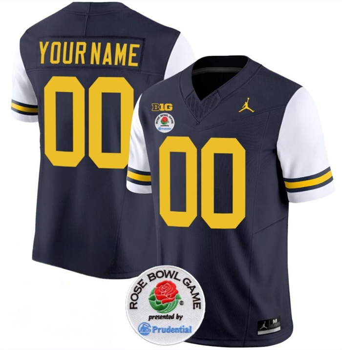 Men's Michigan Wolverines ACTIVE PLAYER Custom 2023 F.U.S.E. Navy White Rose Bowl Patch Stitched Jersey Men's Michigan Wolverines ACTIVE PLAYER Custom 2023 F.U.S.E. Navy White Rose Bowl Patch Stitched Jersey