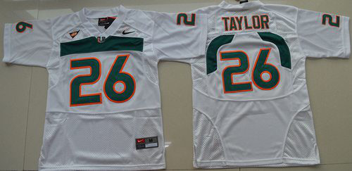 Hurricanes #26 Sean Taylor White Stitched NCAA Jersey