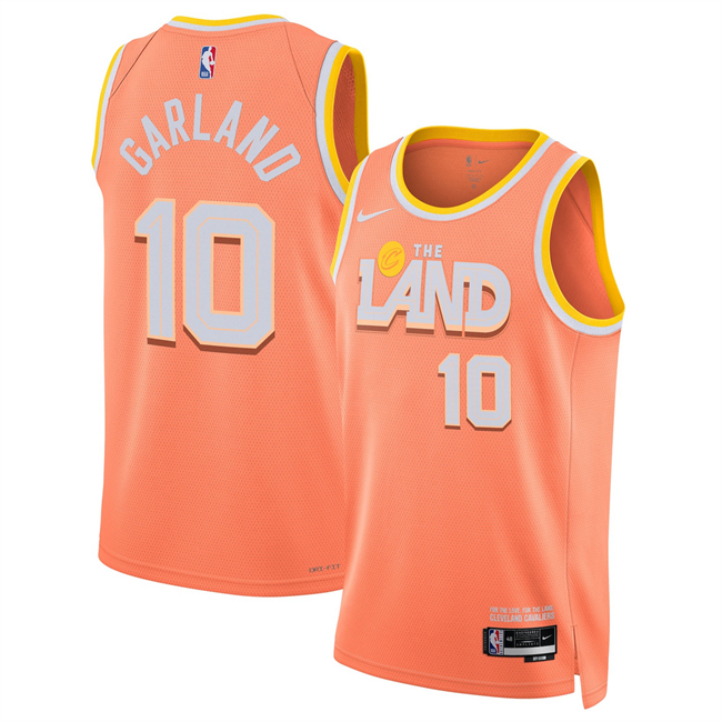 Men's Cleveland Cavaliers #10 Darius Garland Orange 2025 26 City Edition Stitched Jersey