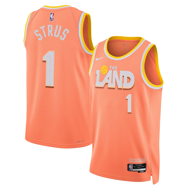 Men's Cleveland Cavaliers #1 Max Strus Orange 2025 26 City Edition Stitched Jersey