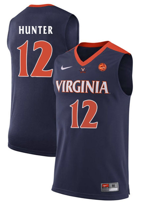 Cavaliers #12 De'Andre Hunter Navy Blue Basketball Stitched College Jersey