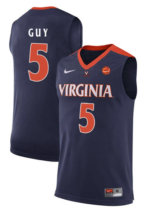 Cavaliers #5 Kyle Guy Navy Blue Basketball Stitched College Jersey