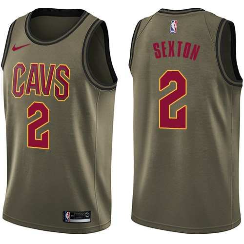 Nike Cavaliers #2 Collin Sexton Green NBA Swingman Salute to Service Jersey