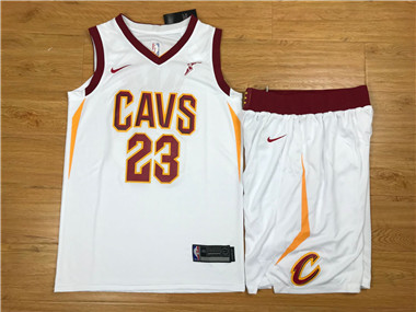 Nike Cavaliers #23 Lebron James White Swingman Jersey(With Shorts)