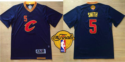 Cavaliers #5 J.R. Smith Navy Blue Short Sleeve C The Finals Patch Stitched NBA Jersey