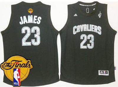 Cavaliers #23 LeBron James Black Diamond Fashion The Finals Patch Stitched NBA Jersey