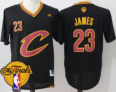 Cavaliers #23 LeBron James Black Short Sleeve C The Finals Patch Stitched NBA Jersey