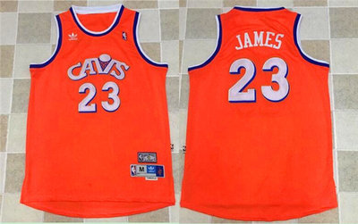 Men's Cavaliers #23 LeBron James Orange Hardwood Classics Jersey