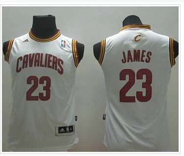 Revolution 30 Cleveland Cavaliers #23 LeBron James White Stitched Youth NBA Jersey