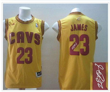Revolution 30 Autographed Cleveland Cavaliers #23 LeBron James Yellow Alternate Stitched NBA Jersey