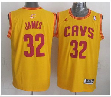 Revolution 30 Cleveland Cavaliers #32 LeBron James Yellow Stitched NBA Jersey