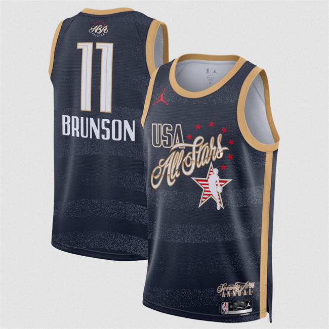 Star #11 Jalen Brunson Navy Stitched Basketball Jersey