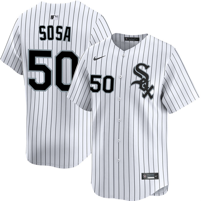 Men's Chicago White Sox #50 Lenyn Sosa White 2025 Home Limited Stitched Baseball Jersey Men's Chicago White Sox #50 Lenyn Sosa White 2025 Home Limited Stitched Baseball Jersey