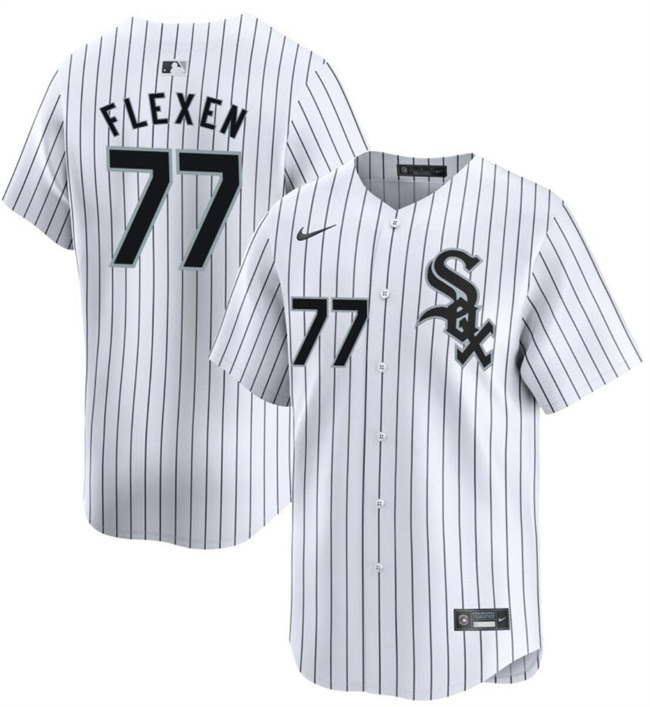 Men's Chicago White Sox #77 Chris Flexen White Home Limited Stitched Baseball Jersey Men's Chicago White Sox #77 Chris Flexen White Home Limited Stitched Baseball Jersey