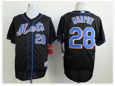 New York Mets #28 Daniel Murphy Black Cool Base Stitched Baseball Jersey