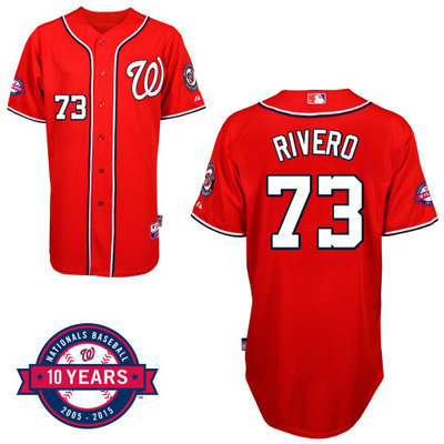Washington Nationals#73 Rivero Authentic Personalized Alternate red Jersey 10th Anniversary Patch