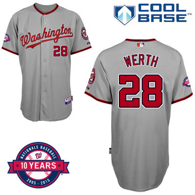 Washington Nationals #28 Werth Authentic Personalized Road Gray Jersey 10th Anniversary Patch Washington Nationals #28 Werth Authentic Personalized Road Gray Jersey 10th Anniversary Patch