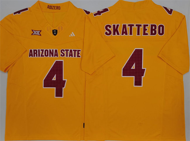 Men's Arizona State Sun Devils #4 Cam Skattebo Yellow 2024 F.U.S.E. Vapor Limited Stitched Jersey Men's Arizona State Sun Devils #4 Cam Skattebo Yellow 2024 F.U.S.E. Vapor Limited Stitched Jersey