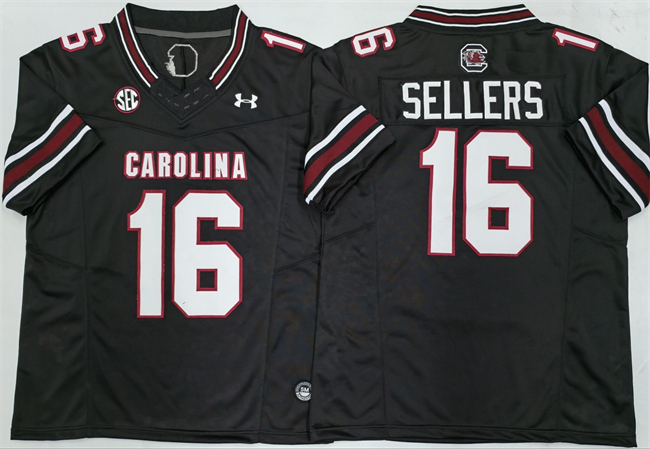 Men's South Carolina Fighting Gamecocks #16 LaNorris Sellers Black F.U.S.E. Stitched Jersey Men's South Carolina Fighting Gamecocks #16 LaNorris Sellers Black F.U.S.E. Stitched Jersey
