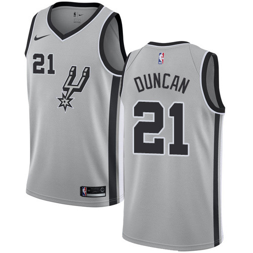Spurs #21 Tim Duncan Silver Youth Basketball Swingman Statement Edition Jersey