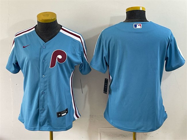 Women's Philadelphia Phillies Blank Blue Stitched Baseball Jersey(Run Small)