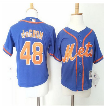 Toddler New York Mets #48 Jacob DeGrom Blue Alternate Home Cool Base Stitched Baseball Jersey