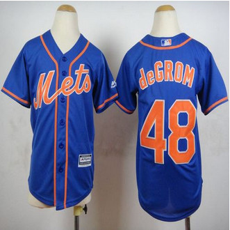 Youth New York Mets #48 Jacob DeGrom Blue Alternate Home Cool Base Stitched Baseball jersey