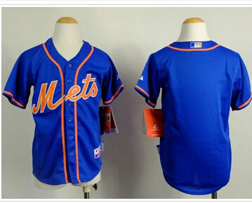 Youth MLB Mets Blank Blue Alternate Home Cool Base Stitched Jersey