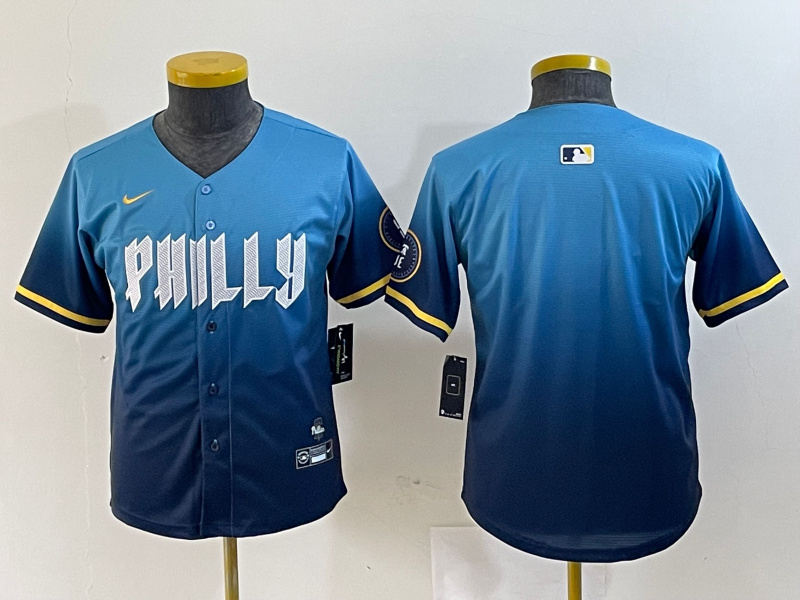Youth Philadelphia Phillies Blank Blue 2024 City Connect Limited Stitched Baseball Jersey 2 Youth Philadelphia Phillies Blank Blue 2024 City Connect Limited Stitched Baseball Jersey 2