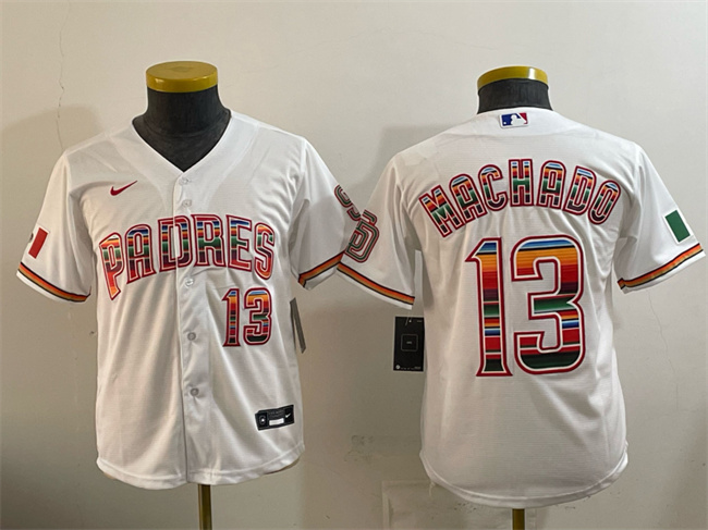 Youth San Diego Padres #13 Manny Machado White Mexico Cool Base Stitched Baseball Jersey Youth San Diego Padres #13 Manny Machado White Mexico Cool Base Stitched Baseball Jersey