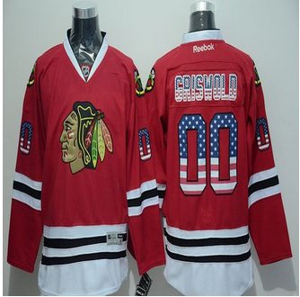 Chicago Blackhawks #00 Clark Griswold Red USA Flag Fashion Stitched NHL Jersey