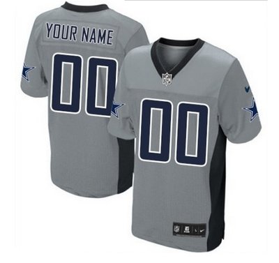 Men's Nike Dallas Cowboys Customized Elite Grey Shadow NFL Jersey