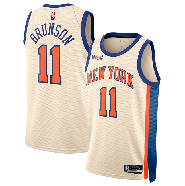 Men's New Yok Knicks #11 Jalen Brunson Cream 2025 26 City Edition Stitched Basketball Jersey