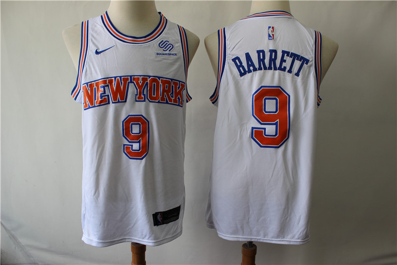 Knicks 9 R.J. Barrett White Nike Swingman Jersey