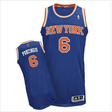 New York Knicks #6 Kristaps Porzingis Blue Stitched NBA Jersey