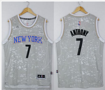 New York Knicks #7 Carmelo Anthony Grey City Light Stitched NBA Jersey