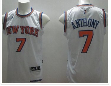 New York Knicks #7 Carmelo Anthony White Stitched NBA Jersey
