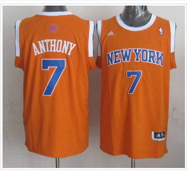 Revolution 30 New York Knicks #7 Carmelo Anthony New Orange Alternate Stitched NBA Jersey