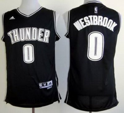 Oklahoma City Thunder #0 Russell Westbrook Black & White Swingman Jersey