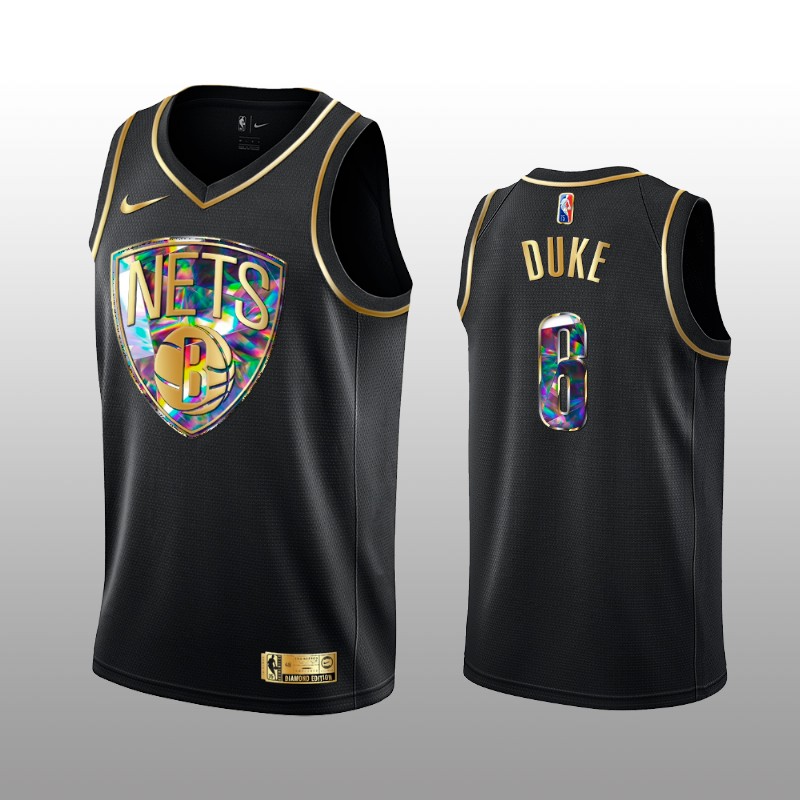 Men's Brooklyn Nets #6 David Duke 2021 22 Black Golden Edition 75th Anniversary Diamond Logo Stitched Basketball Jersey Men's Brooklyn Nets #6 David Duke 2021 22 Black Golden Edition 75th Anniversary Diamond Logo Stitched Basketball Jersey