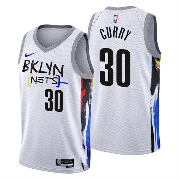 Men's Brooklyn Nets #30 Seth Curry 2022 23 White City Edition Stitched Basketball Jersey Men's Brooklyn Nets #30 Seth Curry 2022 23 White City Edition Stitched Basketball Jersey