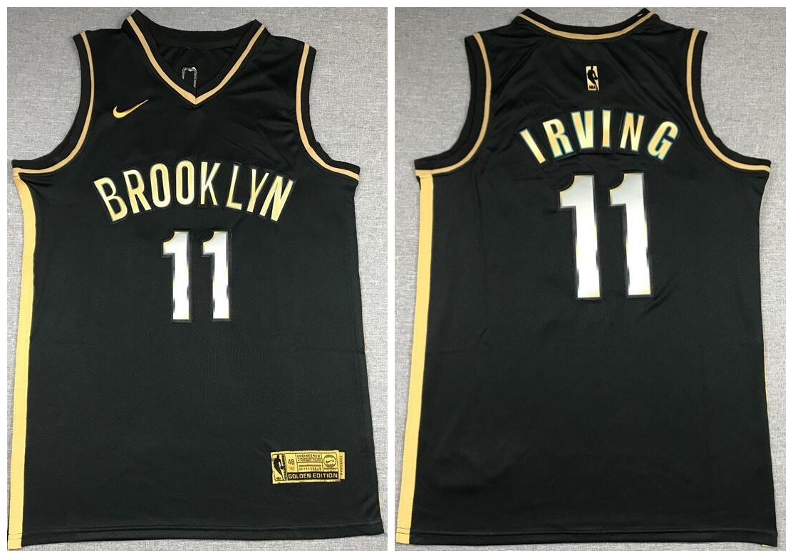 Nets 11 Kyrie Irving Black Gold 2021 Nike Swingman Jersey
