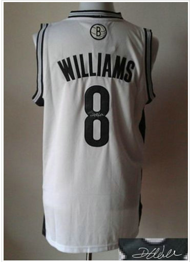 Brooklyn Nets Revolution 30 Autographed #8 Deron Williams White Stitched NBA Jersey