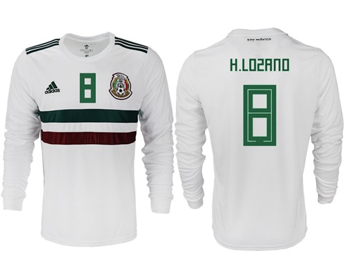 Mexico #8 H.Lozano Away Long Sleeves Soccer Country Jersey