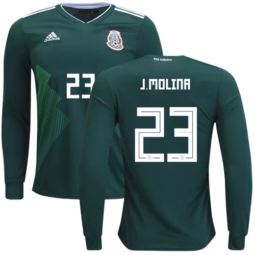 Mexico #23 J.Molina Home Long Sleeves Soccer Country Jersey