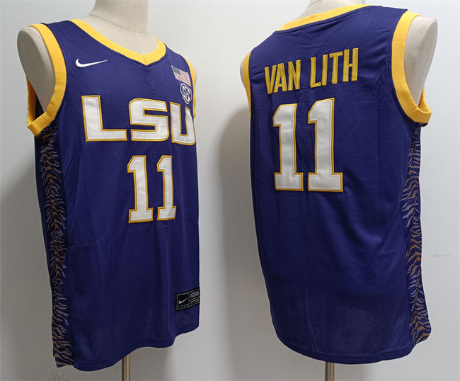 Men's LSU Tigers #11 Hailey Van Lith Purple Stitched Jersey Men's LSU Tigers #11 Hailey Van Lith Purple Stitched Jersey