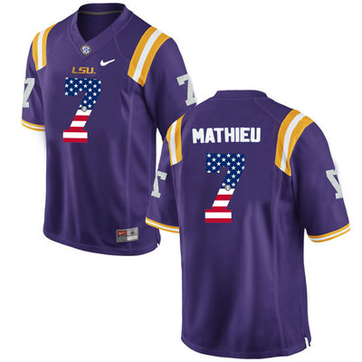 LSU Tigers 7 Tryann Mathieu Purple USA Flag College Football Limited Jersey