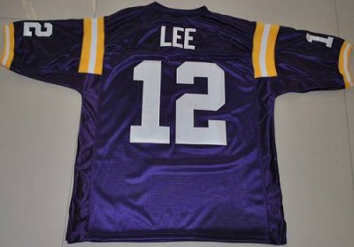 LSU Tigers #12 Jarrett Lee Purple Embroidered NCAA Jersey